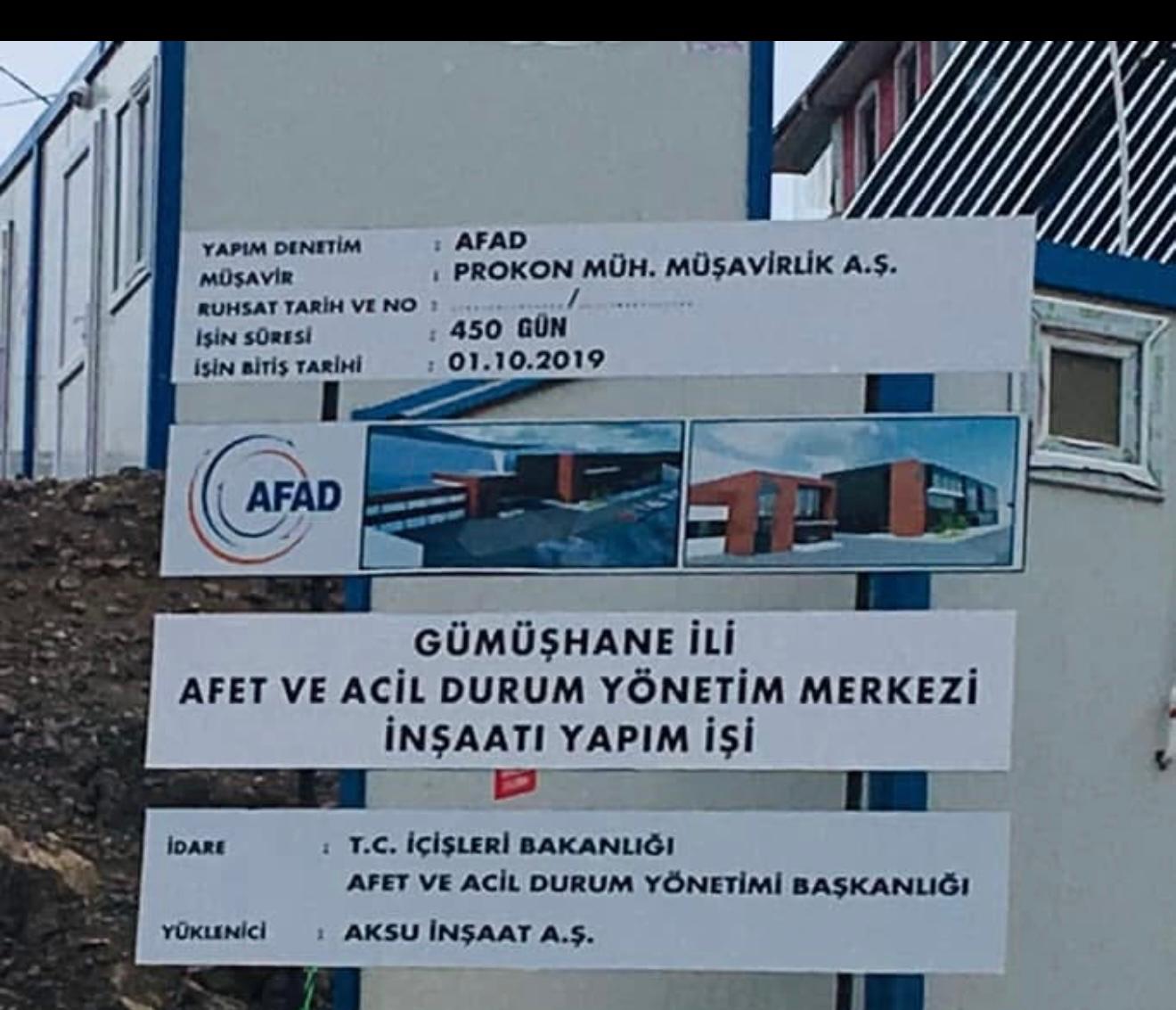 Gümüşhane Afet ve Acil Durum Binaları Projesi